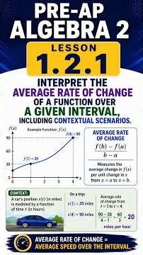 Pre-AP Algebra 2, Lesson 1.2.1 Interpret the average rate of change of a function over a given inter