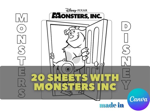 20 Monsters Inc Coloring Pages – Printable Digital Activity Book for Kids