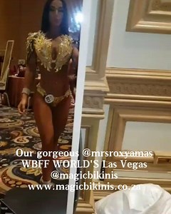 A bit if backstage sparkles in the mirror fun... The @magicbikinis Golden Pheonix suit on the resplendent @mrsroxyamas at WBFF World's in Vegas.... sigh...she's a stunner! Top 10 in the WORLD!!! #magicbikinis #thechoiceofchampions #wbff #wbffpro #bikini #wffpro #wbffdiva #bikinidiva #fitness #bikinidesigner #model #wbffworlds #worlds @allisondillett @paul_dillett @wbff_athletes @wbff_official | Magic Bikinis