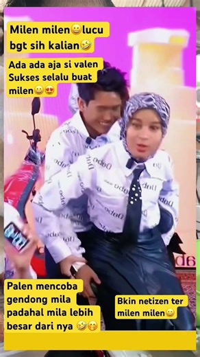 Ada ada aja si valen malah coba gendong mila tapi gak bisa lucu deh😀🤣