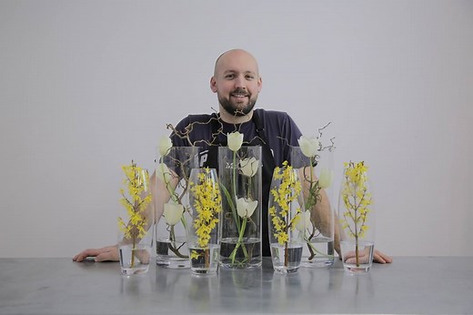 McQueens florist Theo creates a spring landscape of forsythia and French tulip | McQueens Flowers