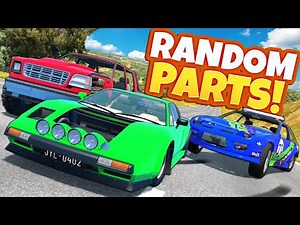 Racing RANDOM PARTS Cars on a NEW Mountain in BeamNG Drive Mods!