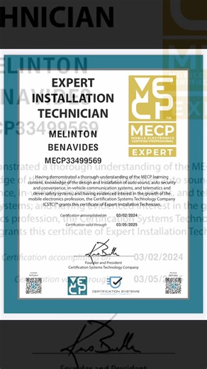 MECP certification matters. In an industry with no state license requirements, MECP is one of the few real standards proving knowledge, safety, and professionalism. At Speed of Sound Technologies, we don’t guess. We test, verify, and install to a higher standard. No hacked wiring. No shortcuts. Just proper integration, proper fabrication, and years of experience behind every install. Proud to say I’m one of the few MECP Expert certified technicians in Connecticut — because your vehicle deserves 