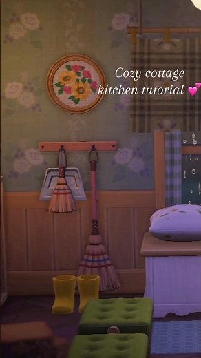 Cozy cottage kitchen tutorial 💕 #animalcrossingnewhorizons #cozygames #kitchenideas #cottagecore