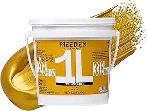 MEEDEN Metallic Gold Acrylic Paint: 1L /33.8 oz Heavy Body Gold Leaf Paints for Canvas Crafts Paintings