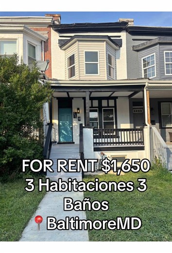 FOR RENT en📍Baltimore MD cerca de el Zoológico y Mondawmin Mall Todo nuevo completamente Renovado 💰$1,650 mes 🛏 3 habitaciones 🛀 3 baño 🌿 Patio 🧺 Laundry 🚗 2 Estacionamiento ¡Lista para mudarte! #baltimore #maryland #forrent #townhouseforrent #rentalproperty