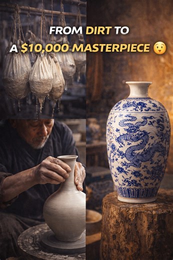 @cinecritichub on Instagram: "How China Turned Dirt Into Priceless Porcelain 🏺🔥 For centuries in China, master craftsmen transformed refined earth into legendary porcelain. The clay was purified, aged, and shaped with extreme precision—where a single mistake could destroy months of work. The kiln was the ultimate test. Intense heat could shatter a weak piece instantly. But the vases that survived were hand-painted for royalty, glazed, and fired again—emerging as luminous masterpieces that toda