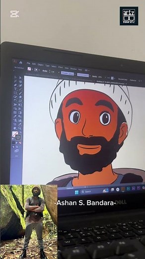 How to draw a Ghibli art by hand - Digital art (Drawing pad , adobe illustrator)