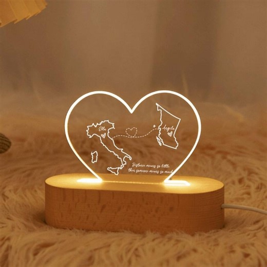 Custom Two-state Map Night Light: Long Distance Gift,long Distance Relationship Gift, Valentine Gift for Her Him,couple Map Print LED Lamp - Etsy
