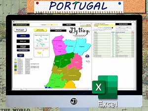 Portugal, Map of Portugal, Geography, Regions of Portugal, Districts of Portugal, European Union, Expedition Manager, Excel, Macros, Forms - Etsy