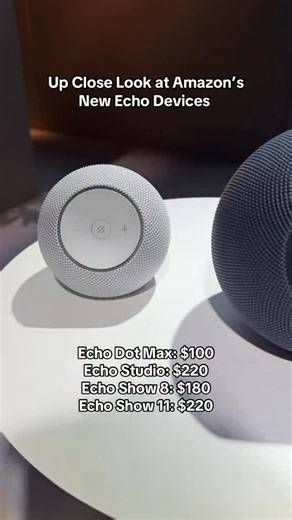 Here’s an up close look at the new #AmazonEcho devices 🔊 #echostudio #smarthome #smartspeaker #alexaplus | CNET