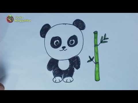 Menggambar panda lucu yang mudah untuk anak TK SD #menggambar #gambarpandalucu