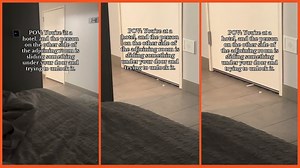 ‘I’m traumatized watching this’: Hotel-goer is left terrified when a stranger tries to unlock their adjoining door