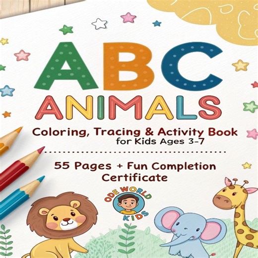 ABC Animals Coloring, Tracing & Activity Book: Fun Alphabet Learning for Kids (3-7) Ages - Etsy