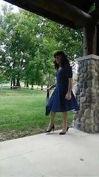 blue vintage style full circle half sleeve dress, petticoat - 09-22-2022