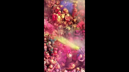 Holi Sky View: A Colorful Drone Journey Above India's Festival.