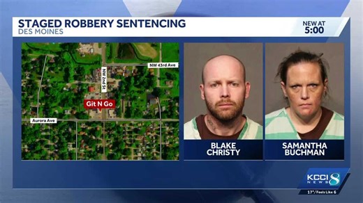 Two sentenced in connection with a staged robbery at Des Moines Git N Go