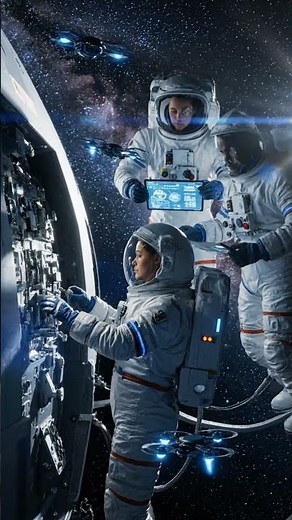 Astronauts Working with AI Drones in Space | 4K Cinematic #nasashorts #space #cosmicexploration