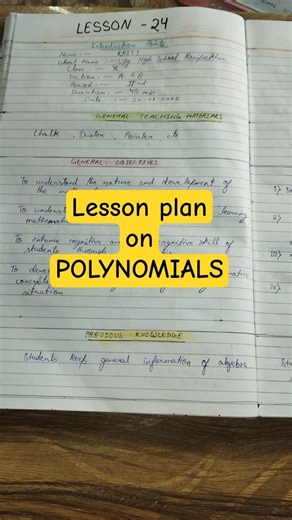 Lesson plan on Polynomials | Equations & Roots of Polynomial #shorts #maths #lessonplan #polynomials