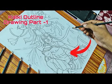 Lord Vishnu Avatar Kaliki Outline Drawing step by step || part - 1