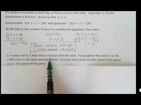 Systems of Equations: Word Problems d=rt