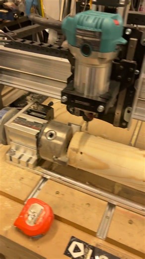Cnc router with the rotary axis practice #woodworking #siencilabs