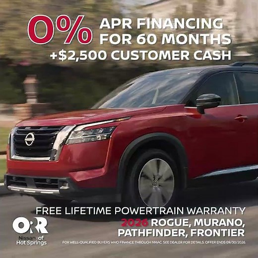 ☀️ Summer Sales Event at Orr Nissan of Hot Springs | 0% APR + $2,500 Customer Cash!