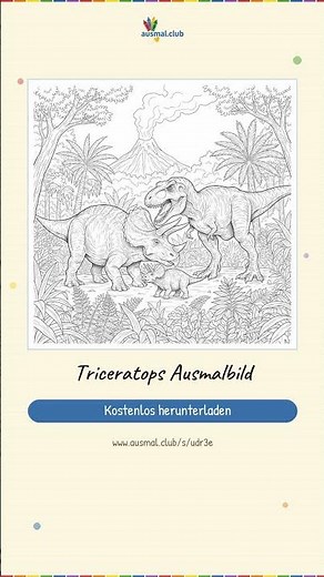 Triceratops Ausmalbild | Kostenlos als PDF