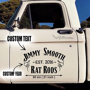 2 PCS personalized rat rods | hot rod garage vinyl stickers 09666 - Rustypod Store