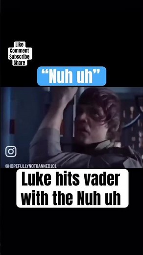 Luke hits darth vader with the Nuh uh - Star Wars like I am your father meme #shorts