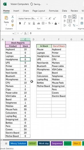 Auto Update stock using this filter formula in Excel 🤩🔥 #excel #excelformula #spreadsheets #msexcel