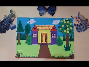 How to make Scenery using Geometrical Shapes step by step l day time scenery with shapes