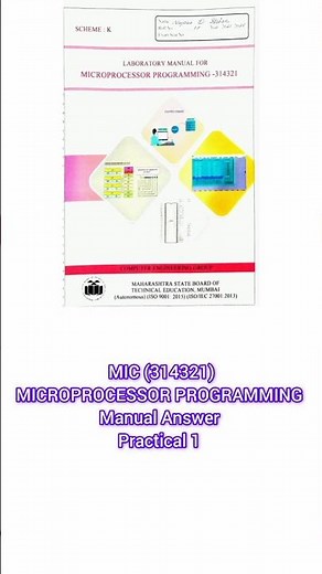 MIC (314321) Microprocessor Programming K scheme Manual Answer Practical1#learn_computer_with_nupur