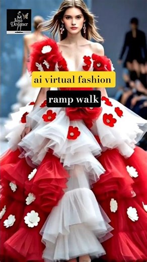 ai virtual fashion ramp walk |red digital couture #shorts #aifashion #aimodels #rampwalk #fashion