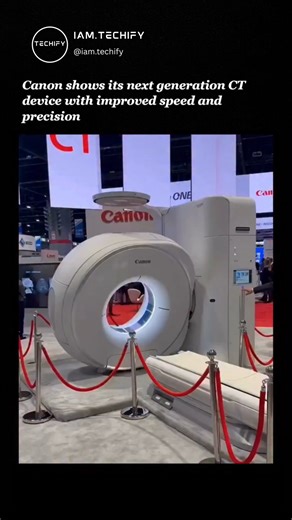 Techify on Instagram: "This new Canon CT system is designed to scan the human body with clearer detail and faster cycle times, giving doctors sharper images while keeping patients more comfortable during the process. The machine uses updated detector architecture, improved processing units, and a redesigned gantry to reduce motion blur, minimise radiation dosage, and generate high resolution results in a shorter scan window. Hospitals and research centres see it as a promising step toward quicke