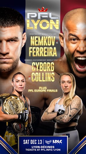 There was no stopping Sara Collins on her road to PFL Lyon Sara Collins aims to shock the world on December 13th against MMA legend Cris Cyborg and bring back the PFL Women's Featherweight Title to Australia! 🏆 #PFLLyon | Sat Dec 13th | LDLC Arena, Lyon | 📺LIVE on the ESPN app | 🎟️ ON SALE NOW! pfl.info/lyon | PFL MMA