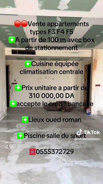 Vente Appartements F3, F4, F5 à Oued Roman