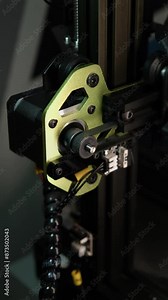 An up-close analysis of a 3D printer part, spotlighting the mechanical and electronic elements critical for 3D printing technology. Stock Video