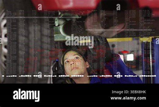 Female mechanic raising gloved hand, sweeping LED light under car, overlay flagging exhaust fault. Garage, workshop, technician, automotive, undercarriage, lift, inspection Stock Video Footage - Alamy