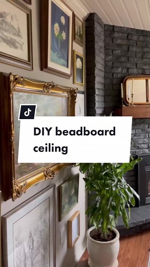 DIY beadboard ceiling #diyhomeprojects #homediy #beadboardceiling #diningroommakeover