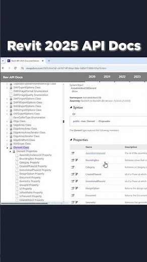 Revit API 2025 Documentation Online #shorts #revit #bim