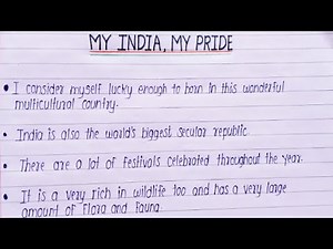 10 lines on MY INDIA MY PRIDE | Improve handwriting | Beautiful English handwriting |