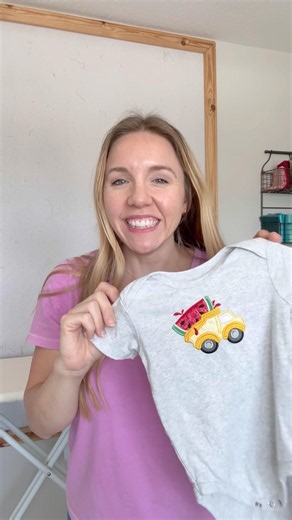 Sharing the cutest little onesie over in my new machine appliqué tutorial today! 🍉💛🚚