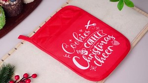 Yaomiao 10 Pcs Christmas Pot Holders with Pocket Pot Holder Potholder Gift Hot Pads Heat Resistant Oven Mitts Cookie Bag for Kitchen Baking Cooking (Red,Simple)