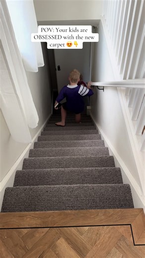 POV: Your kids get more excited about new carpet than you expected Installing Chatsworth by @godfreyhirst_au — the stairs are done, and we’re halfway through the main bedroom. Late-night install life because Adam’s flat out on client jobs during the day. ✔️ Super soft 11mm underlay in the bedroom ✔️ Practical thinner underlay on the stairs ✔️ 100% kid-approved — just wait for their review! Full transformation coming soon #POV #CarpetTok #ChatsworthCarpet #HomeGlowUp #FlooringUpgrade #InteriorIns