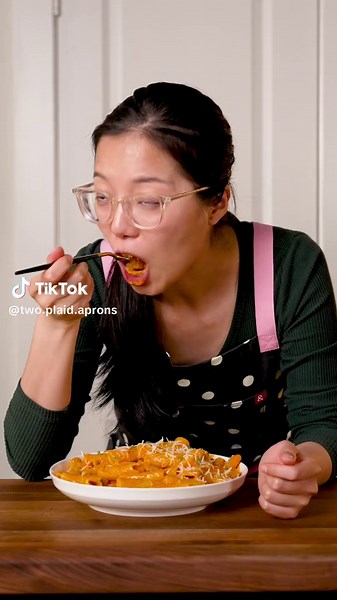 Let's make Creamy Gochujang Pasta in 15 Minutes! The full recipe is on our blog (twoplaidaprons.com) Just type