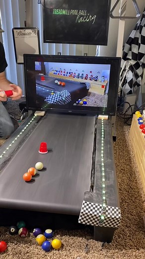 The cup splits the uprights! #football #uprights #treadmillpoolballracing #treadmill #racing #nfl