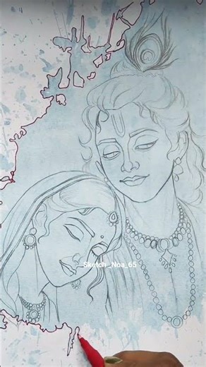 Krishna and Radha Drawing ll 😊 #shorts2024 #art #viral #shorts ‪@Sketch_Nova_65‬