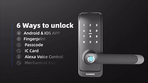 Keyless Entry Smart Lock with Handle: Kucacci Smart Door Lock with Keypad - Digital Fingerprint Lock with Keypad -APP Control for Exterior Door- Easy Retrofit Knob Deadbolt Lever