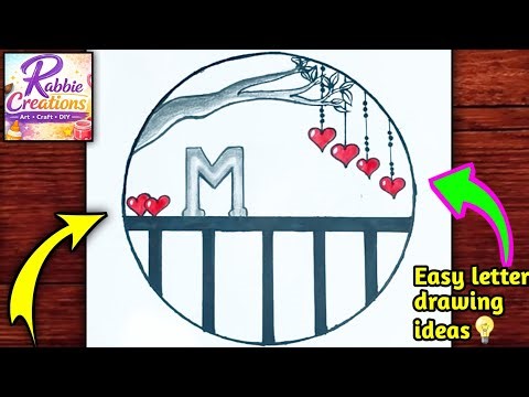 M letter art drawing।। easy drawing ideas।। Circle 🔴 drawing shading।।letter art design drawing easy